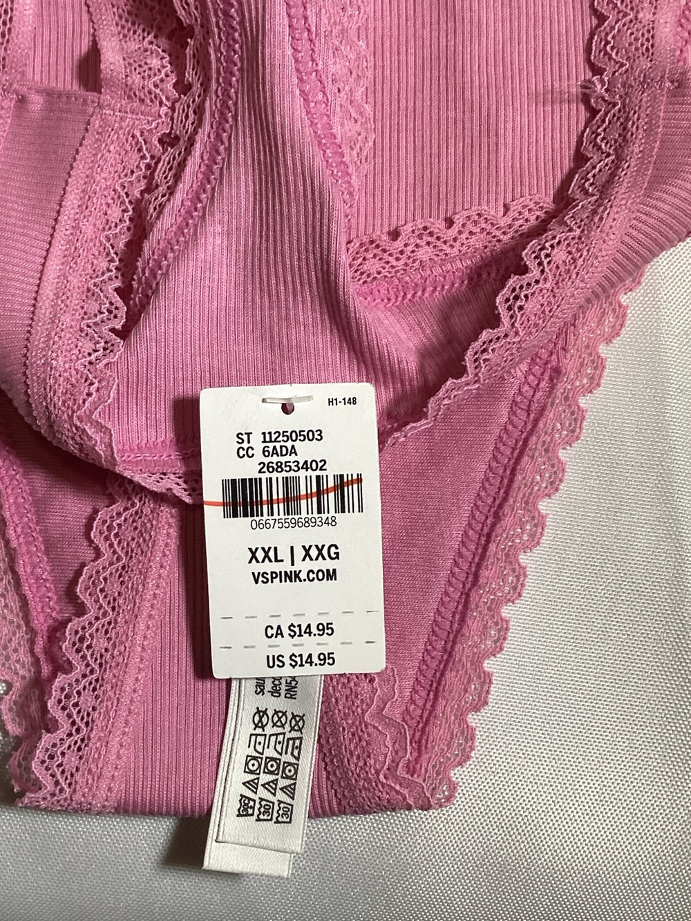 PINK Victoria's Secret Pink Ribbed Thong with Rose Embroidery - Picture 10 of 10